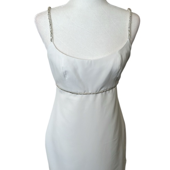 Sachin & Babi BHLDN Ivory Kinzie Midi Dress Rhinestones Straps Side Slit - Picture 1 of 14